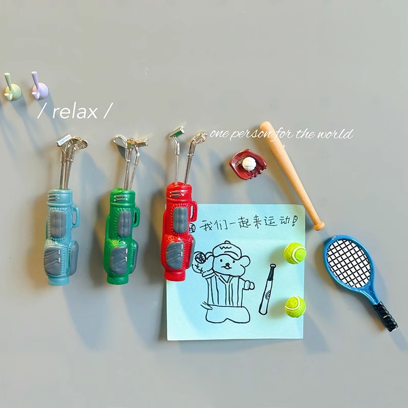 Golf Equipment Photos - อุปกรณ์กีฬา3D แม่เหล็กติดตู้เย็นรูปสติกเกอร์แม่เหล็กติดตู้เย็นรูปสติกเกอร์แม่เหล็กน่ารักลูกกอล์ฟจำลองความคิดสร้างสรรค์