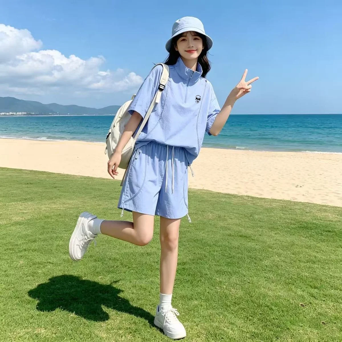 Golf Equipment Kit - ชุดกอล์ฟฤดูร้อนสำหรับผู้ชายและผู้หญิง ป้องกันแสงแดด เสื้อและกางเกงขาสั้นคู่รัก ผ้าไหมน้ำแข็ง เย็นสบาย สไตล์ลำลอง