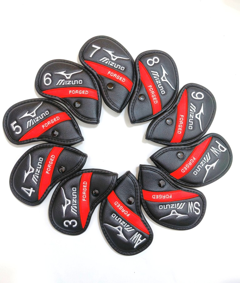 Golf Equipment Kit - ปลอกคลุมไม้กอล์ฟ Mizuno ทำจากหนัง PU คุณภาพสูง ชุดปลอกคลุมหัวไม้เหล็กและพัตเตอร์